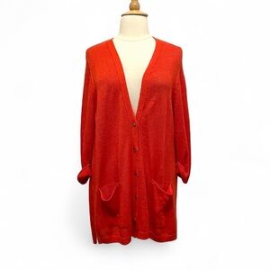 J. Jill Orange Linen Cardigan Sweater 2/3XL